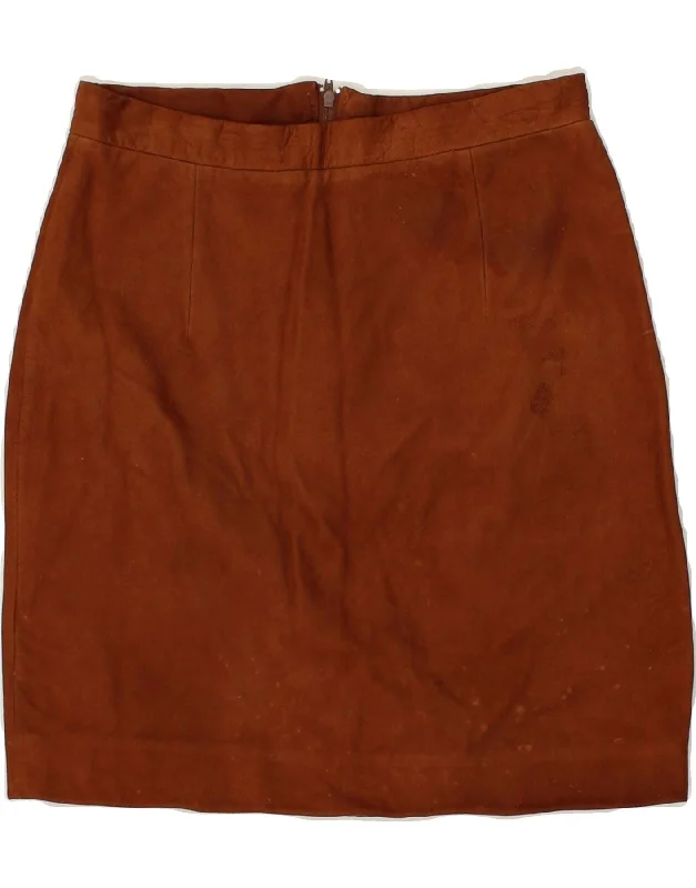 VINTAGE Womens Leather Skirt W26 Small Brown denim skirt stylish