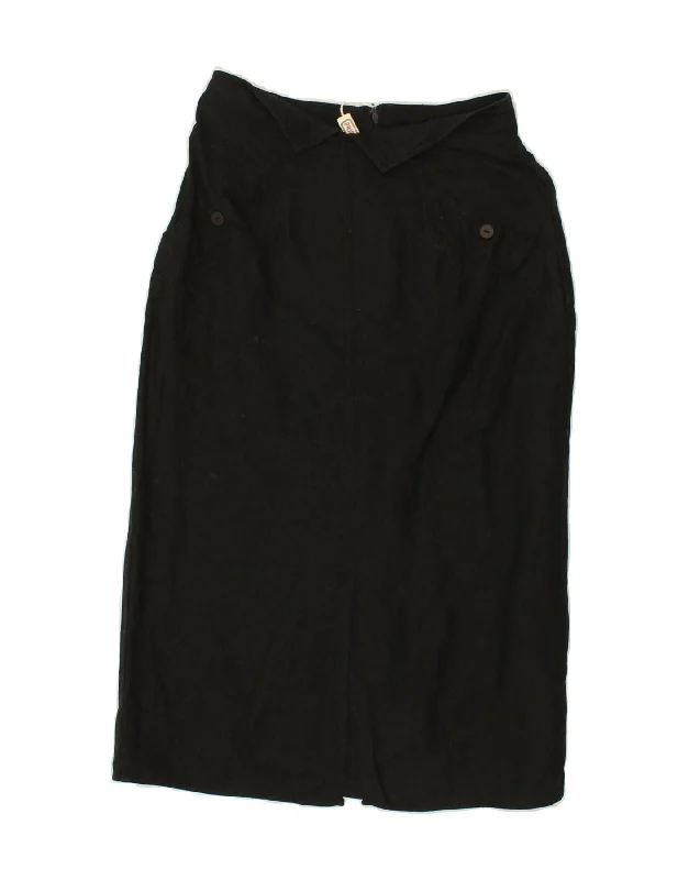 VINTAGE Womens Maxi Skirt W26 Small Black high waist skirt