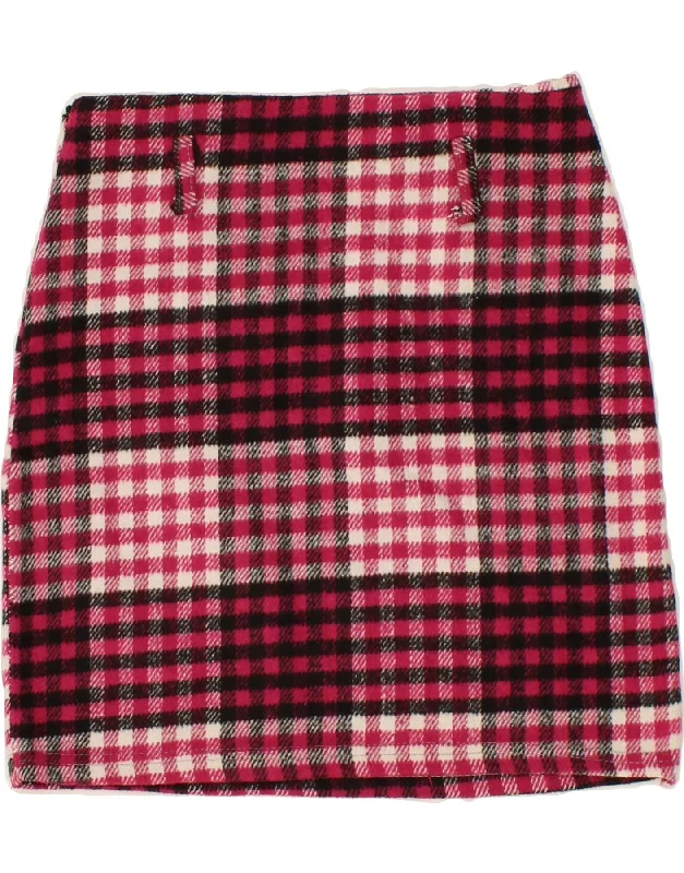 VINTAGE Womens Mini Skirt W27 Small Pink Check corduroy skirt cozy