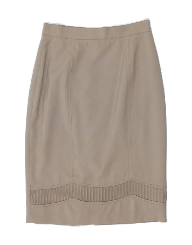 VINTAGE Womens Pencil Skirt IT 44 Medium W28 Grey Virgin Wool high waist skirt