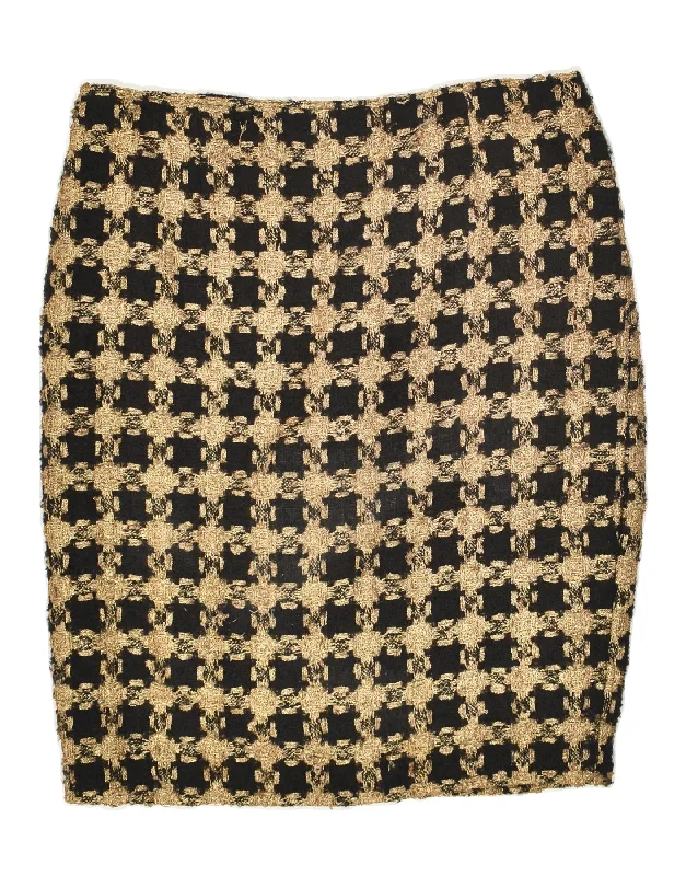 VINTAGE Womens Pencil Skirt IT 50 XL W36 Beige Geometric chiffon skirt flowing