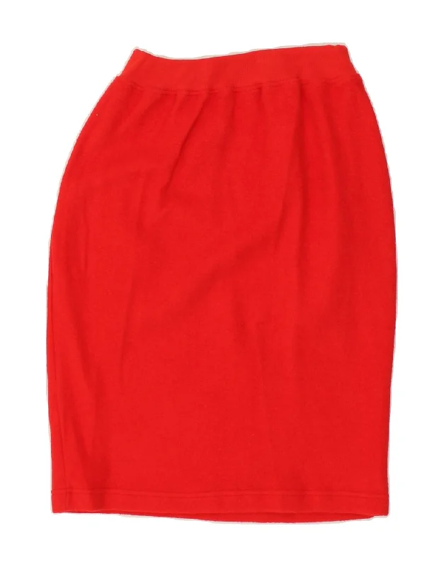 VINTAGE Womens Pencil Skirt Large W32  Red Cotton leather skirt refined