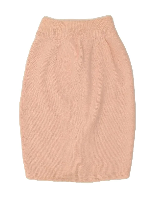 VINTAGE Womens Pencil Skirt W24 XS Pink Wool lace skirt intricate