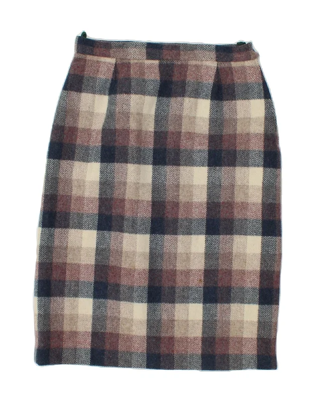 VINTAGE Womens Pencil Skirt W28 Medium Grey Check modal blend skirt