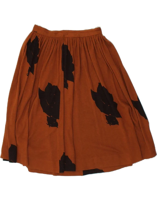 VINTAGE Womens Pleated A-Line Skirt IT 42 Medium W26 Brown Floral lace skirt intricate VINTAGE Womens Pleated A-Line Skirt IT 42 Medium W26 Brown Floral lace skirt intricate