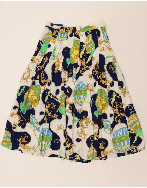 VINTAGE Womens Pleated A-Line Skirt W28 Medium  Multicoloured denim skirt classic