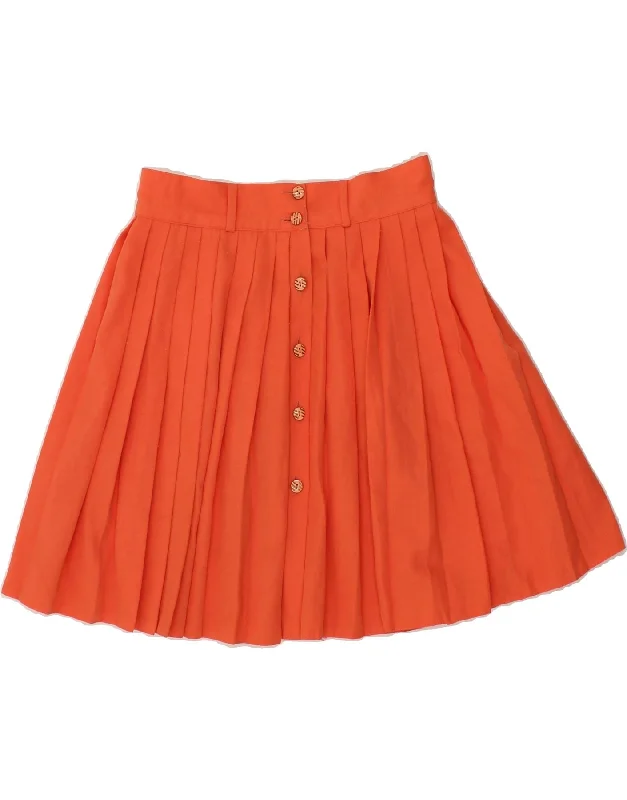 VINTAGE Womens Pleated Skirt EU 40 Medium W28  Orange tiered skirt playful