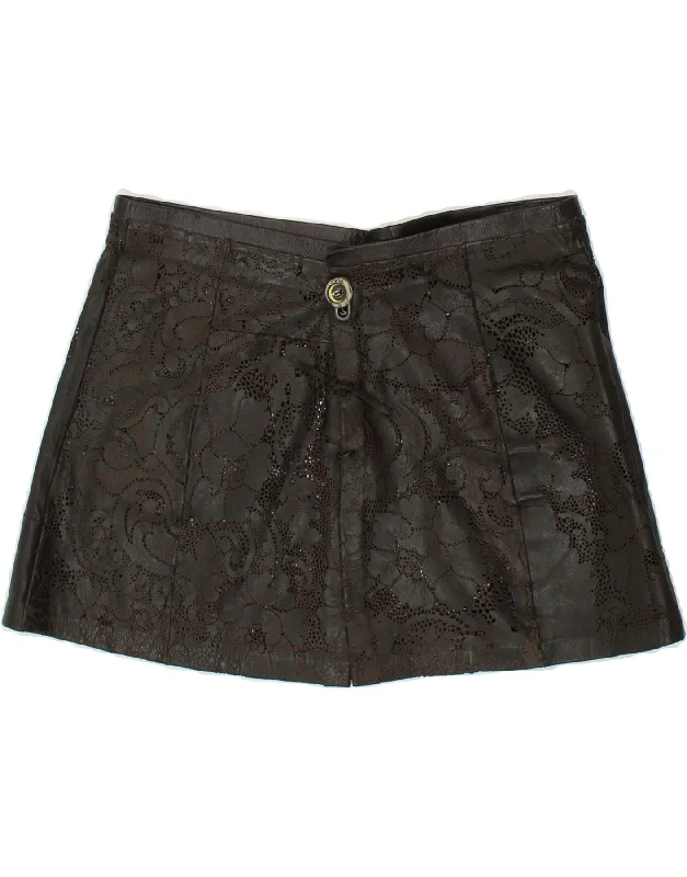 VINTAGE Womens See Through Leather Skirt W30 Medium Brown patchwork skirt art