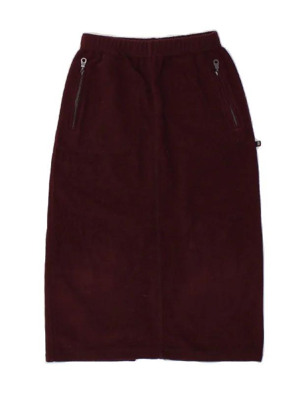 VINTAGE Womens Straight Skirt UK 8 Small W26  Maroon Polyester button skirt front