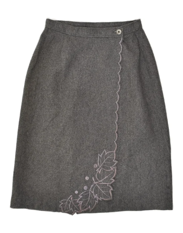 VINTAGE Womens Straight Skirt W26 Small Grey velvet skirt plush