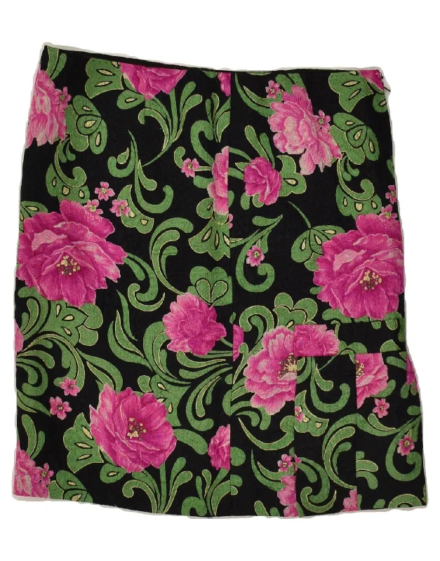 VINTAGE Womens Straight Skirt W30 Medium  Black Floral corduroy skirt comfortable