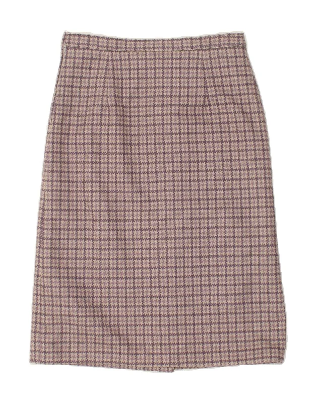 VINTAGE Womens Straight Skirt W30 Medium Grey Houndstooth denim skirt durable