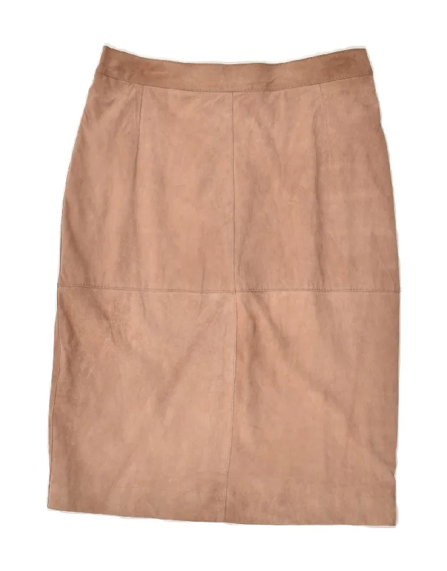 VINTAGE Womens Suede Straight Skirt W28 Medium Brown modal blend skirt