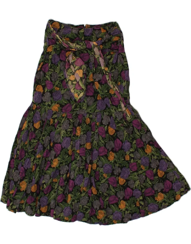 VINTAGE Womens Trumpet Skirt Small W24 Multicoloured Floral Viscose leather skirt bold VINTAGE Womens Trumpet Skirt Small W24 Multicoloured Floral Viscose leather skirt bold