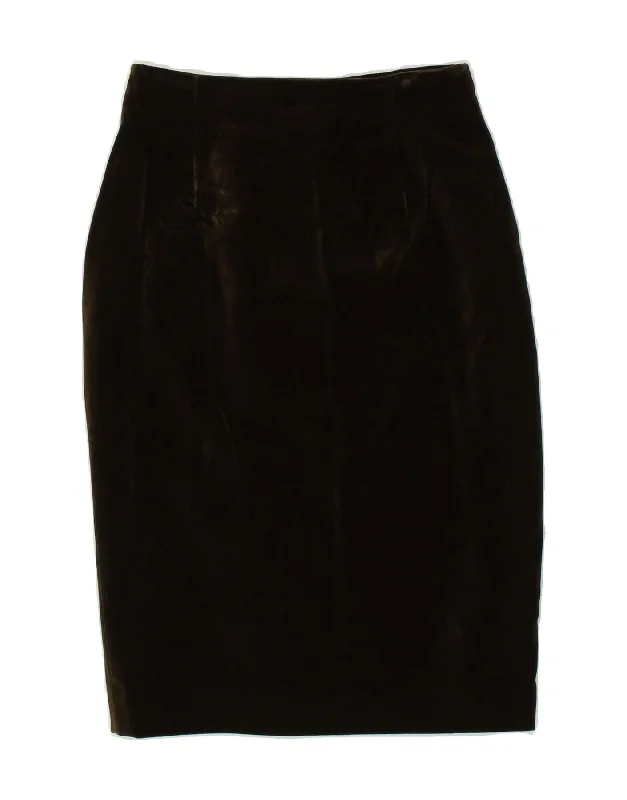 VINTAGE Womens Velvet Pencil Skirt UK 14 Medium W28  Brown floral skirt print