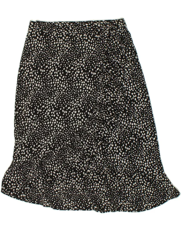 VINTAGE Womens Wrap Skirt EU 36 Small W28 Black Spotted Polyester linen skirt breathable VINTAGE Womens Wrap Skirt EU 36 Small W28 Black Spotted Polyester linen skirt breathable