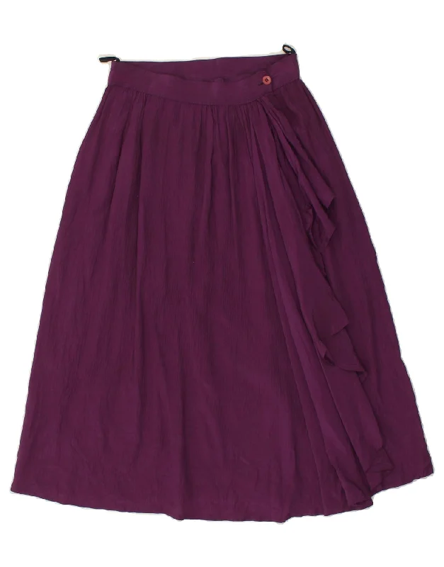 VINTAGE Womens Wrap Skirt IT 44 Medium W26 Purple Wool corduroy skirt cozy
