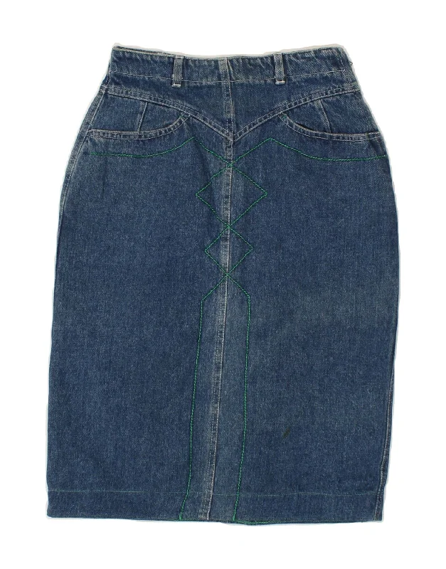WAMPUM Womens High Waist Denim Skirt IT 42 Medium W26 Blue Cotton low waist skirt