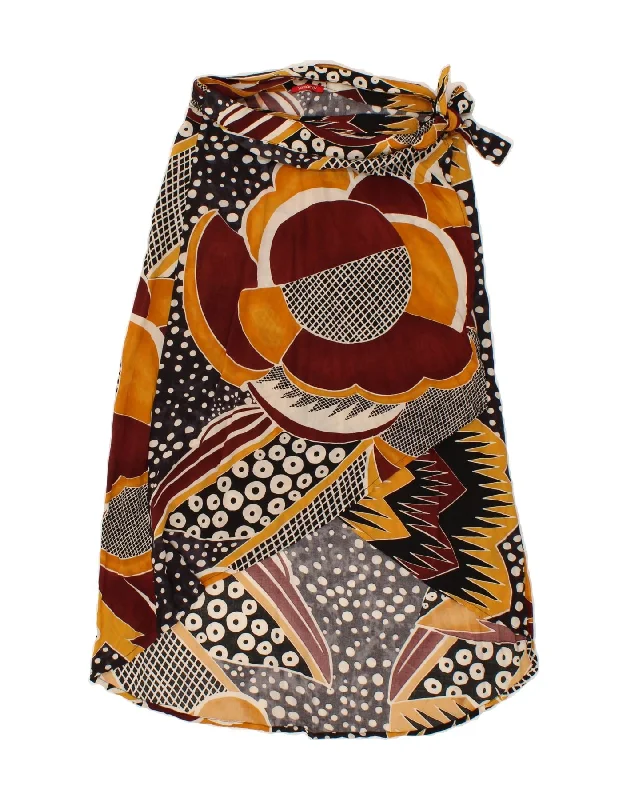 YAMAMAY Womens Abstract Pattern Wrap Skirt W26 Small Multicoloured silk skirt sleek