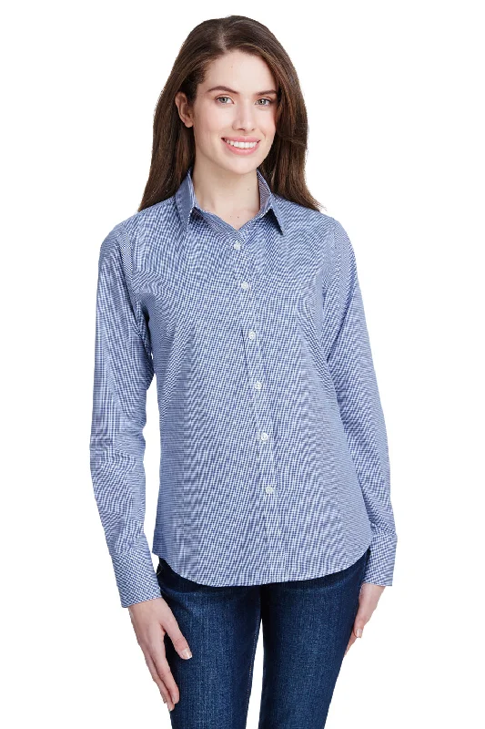 Artisan Collection Womens Microcheck Gingham Long Sleeve Button Down Shirt - Navy Blue/White Stylish Striped Short Sleeve Artisan Collection Womens Microcheck Gingham Long Sleeve Button Down Shirt - Navy Blue/White Stylish Striped Short Sleeve