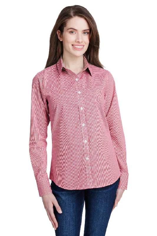 Artisan Collection Womens Microcheck Gingham Long Sleeve Button Down Shirt - Red/White Comfortable Short Sleeve Tunic Artisan Collection Womens Microcheck Gingham Long Sleeve Button Down Shirt - Red/White Comfortable Short Sleeve Tunic