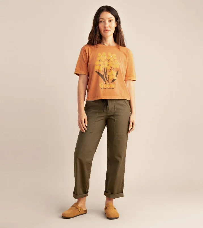 Bloom Boxy Crop Premium Tee Collared Crew Neck Turtle Neck
