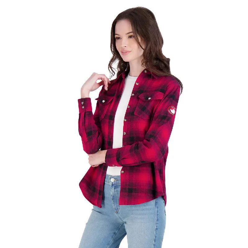 Canada Weather Gear Women's Vintage Plaid Double Pocket Shirt Elegant High-Low Short Shirt Canada Weather Gear Women's Vintage Plaid Double Pocket Shirt Elegant High-Low Short Shirt