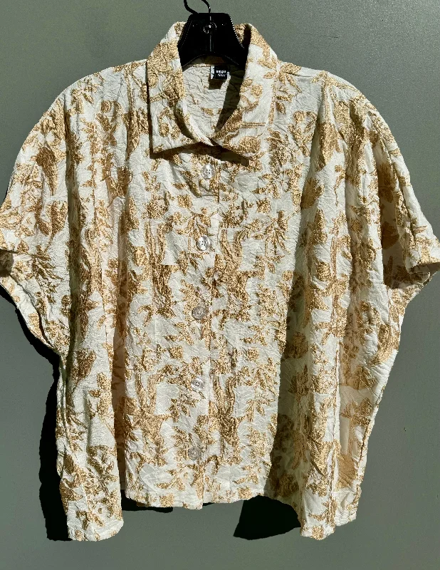 Cappy shirt white gold floral Comfortable Stretch Short Shirt