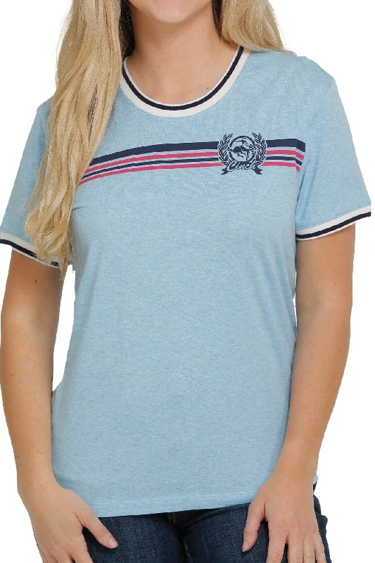 Cinch Wmns Tee Light Blue - Black Friday Sale Handmade Hand-knitted Hand-woven