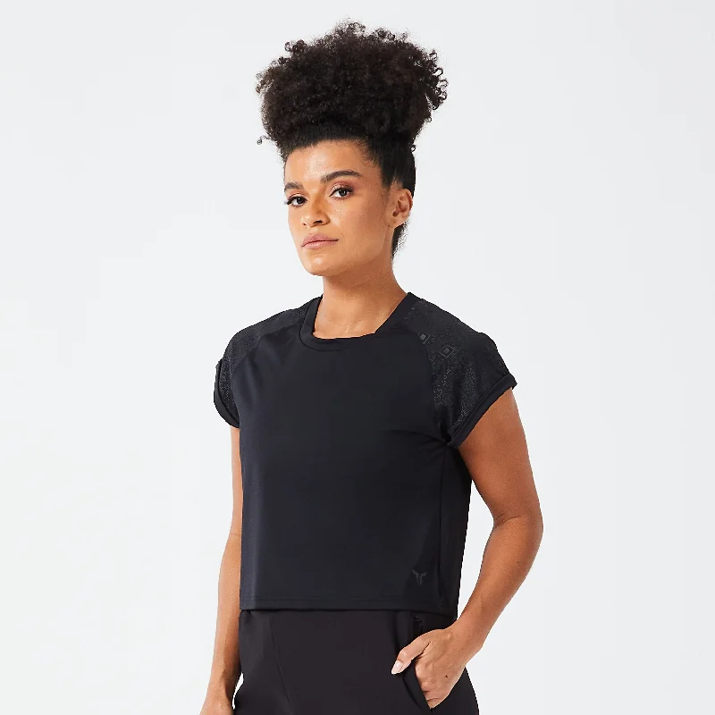 Code Boxy Tee - Black Elasticated Padded Insulated
