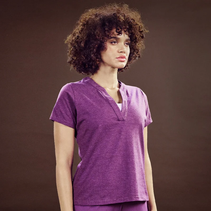 Core Notched Tee - Shadow Purple Marl Print Jacquard Patchwork