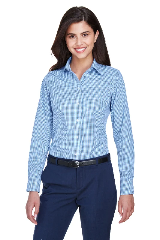 Devon & Jones Womens Crown Woven Collection Wrinkle Resistant Long Sleeve Button Down Shirt - French Blue Stylish Round Neck Shirt Devon & Jones Womens Crown Woven Collection Wrinkle Resistant Long Sleeve Button Down Shirt - French Blue Stylish Round Neck Shirt