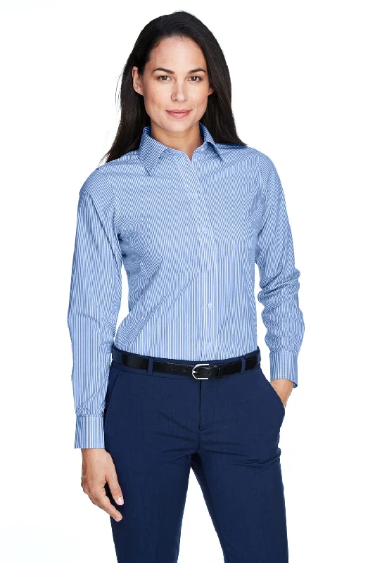 Devon & Jones Womens Crown Woven Collection Wrinkle Resistant Long Sleeve Button Down Shirt - French Blue Cozy Linen Short Shirt Devon & Jones Womens Crown Woven Collection Wrinkle Resistant Long Sleeve Button Down Shirt - French Blue Cozy Linen Short Shirt