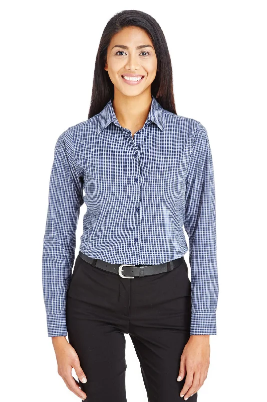 Devon & Jones Womens CrownLux Performance Moisture Wicking Long Sleeve Button Down Shirt - Navy Blue Casual Button-Down Short Shirt Devon & Jones Womens CrownLux Performance Moisture Wicking Long Sleeve Button Down Shirt - Navy Blue Casual Button-Down Short Shirt