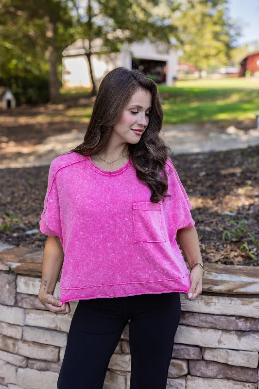 Easy Does It Pink Crop Tee Fashionable Trendy Casual