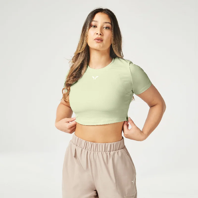 Essential Cropped Tee - Desert Sage Fitted T-Shirt Seamless Stretchy