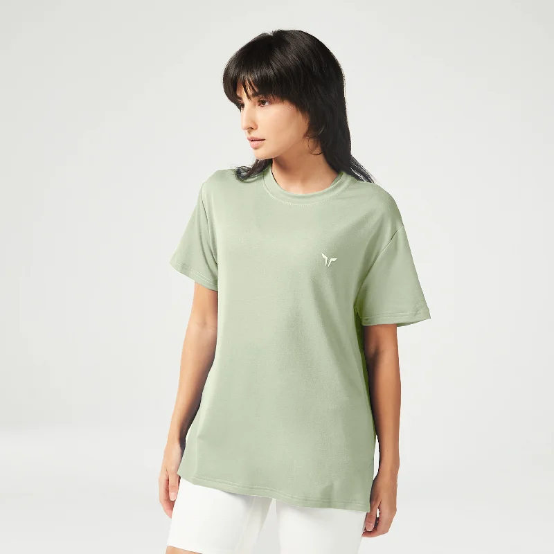 Essential Longline Oversized Tee - Desert Sage Sequined Glittery Shiny