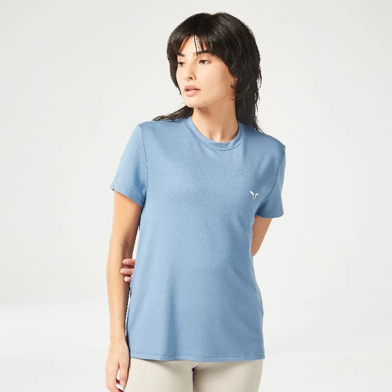 Essential Regular Fit Tee - Coronet Blue Graphic T-Shirt Round Neck Polyester