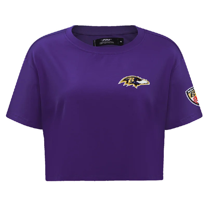 NFL BALTIMORE RAVENS CLASSIC WOMEN'S SJ BOXY TEE (PURPLE) Houndstooth Herringbone Solid NFL BALTIMORE RAVENS CLASSIC WOMEN'S SJ BOXY TEE (PURPLE) Houndstooth Herringbone Solid