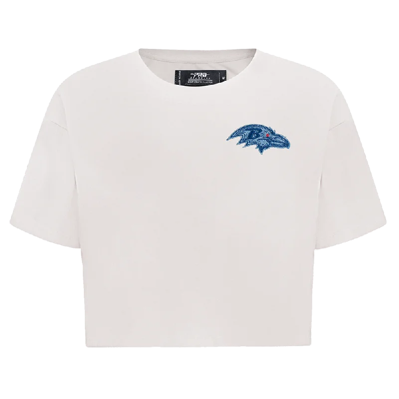 NFL BALTIMORE RAVENS VARSITY BLUES WOMEN'S BOXY TEE (LINEN) Fleece Fabric Down Fabric Feather Fabric NFL BALTIMORE RAVENS VARSITY BLUES WOMEN'S BOXY TEE (LINEN) Fleece Fabric Down Fabric Feather Fabric
