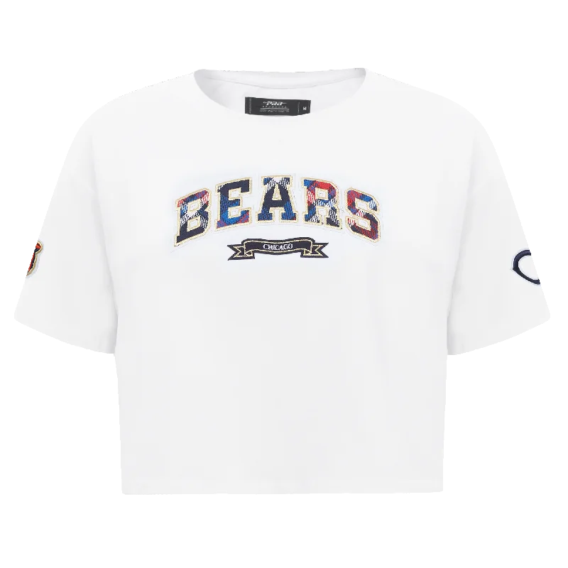 NFL CHICAGO BEARS PRO PREP WOMEN'S SJ BOXY TEE (WHITE) Mesh Canvas Denim