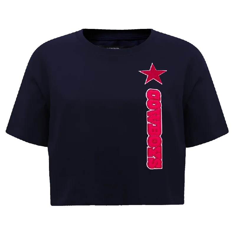 NFL DALLAS COWBOYS PINK CLOUD WOMEN'S SJ BOXY TEE (MIDNIGHT NAVY) Collared Crew Neck Turtle Neck NFL DALLAS COWBOYS PINK CLOUD WOMEN'S SJ BOXY TEE (MIDNIGHT NAVY) Collared Crew Neck Turtle Neck
