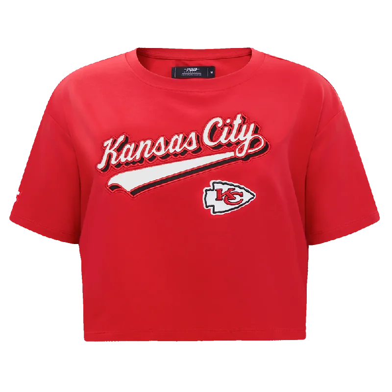 NFL KANSAS CITY CHIEFS SCRIPT TAIL WOMEN'S SJ BOXY TEE (RED) Front Pockets Side Pockets Patch Pockets NFL KANSAS CITY CHIEFS SCRIPT TAIL WOMEN'S SJ BOXY TEE (RED) Front Pockets Side Pockets Patch Pockets