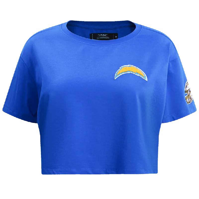 NFL LOS ANGELES CHARGERS CLASSIC WOMEN'S SJ BOXY TEE (ROYAL BLUE) Notch Collar Peter Pan Collar Cowl Neck NFL LOS ANGELES CHARGERS CLASSIC WOMEN'S SJ BOXY TEE (ROYAL BLUE) Notch Collar Peter Pan Collar Cowl Neck
