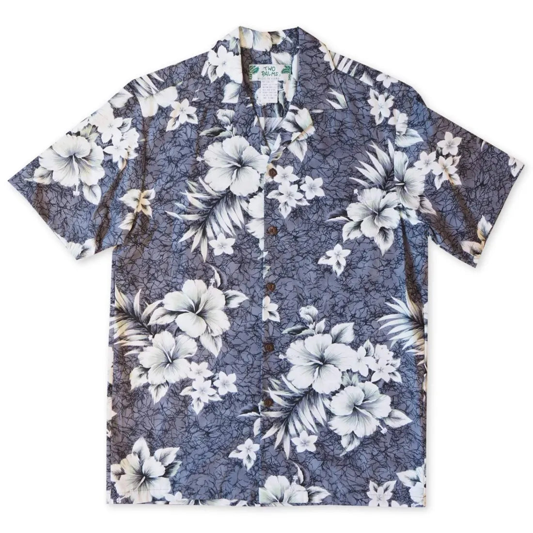 Flower Power Grey Hawaiian Cotton Shirt Relaxed Cotton Short Shirt