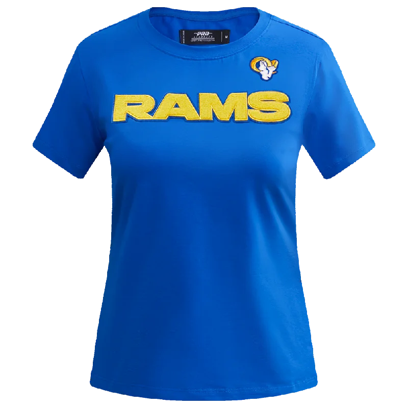 NFL LOS ANGELES RAMS CLASSIC WOMEN'S SLIM FIT TEE (ROYAL BLUE) Striped Floral Plaid