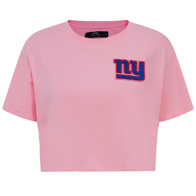 NFL NEW YORK GIANTS CLASSIC WOMEN'S SJ BOXY TEE (PINK) Polka Dot Checkered Tartan