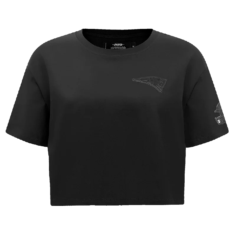 NFL NEW ENGLAND PATRIOTS TRIPLE BLACK WOMEN'S SJ BOXY TEE (TRIPLE BLACK) Ribbed T-Shirt High Neck Heavyweight NFL NEW ENGLAND PATRIOTS TRIPLE BLACK WOMEN'S SJ BOXY TEE (TRIPLE BLACK) Ribbed T-Shirt High Neck Heavyweight