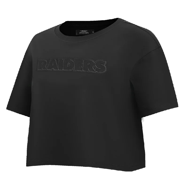 NFL LAS VEGAS RAIDERS NEUTRAL WOMEN'S BOXY TEE (BLACK) Graphic Embroidered Appliqued NFL LAS VEGAS RAIDERS NEUTRAL WOMEN'S BOXY TEE (BLACK) Graphic Embroidered Appliqued