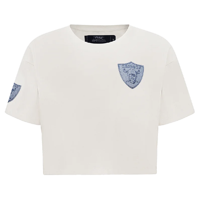 NFL LAS VEGAS RAIDERS VARSITY BLUES WOMEN'S BOXY TEE (LINEN) Anti-Pilling Machine Wash Handmade NFL LAS VEGAS RAIDERS VARSITY BLUES WOMEN'S BOXY TEE (LINEN) Anti-Pilling Machine Wash Handmade